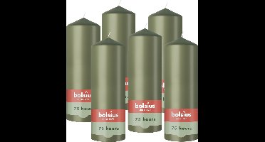 Bolsius - Gladde Stompkaarsen - 6 Stuks - Groen - 20 cm - 75 Branduren