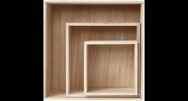 Creativ Company Houten Showdozen Vierkant Set van 3 stuks h:15-28