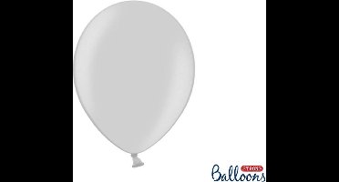 Partydeco Ballonnen Metallic Strong zilver - 30 cm - 10 stuks