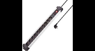 Sygonix SY-4755616 Overspanningsveilige stekkerdoos 10-voudig Zilver, Zwart Randaarde stekker 1 stuk(s)