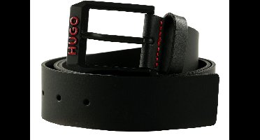 HUGO Leren Riem Gelio B-Red Sz40 Belt W80 Black Zwart