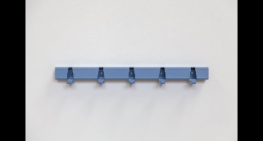Vij5 - Coatrack By The Meter - metalen design kapstok met 5 haken - 50cm duifblauw