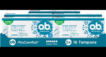 o.b. ProComfort Super Plus - tampons - tampon zeer zware menstruatiedagen - 5x16 stuks