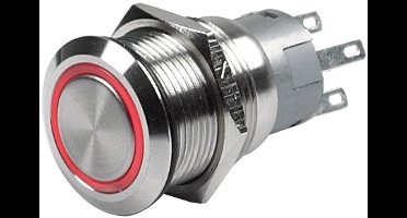 Hollex Drukknop rvs 12V puls LED rood