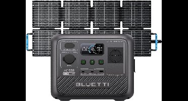 BLUETTI AC50B zonnegenerator met 60W zonnepaneel- 448Wh draagbaar energiestation met 700W AC-uitgang (1000W piek)- LiFePO4-reservebatterij voor kamperen, reizen en stroomuitval
