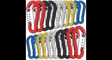 20 Stuks 50mm Multikleur Karabijnhaken Set - Musketonhaak - Carabijn Sleutelhangers voor Volwassenen - D Carabiners - Karabijn haak Keychain - Klein Karabijnsluitingen en ringetjes - DIY Hobby Musketon Sluiting - Mini Karabiners - Carabijnhaak