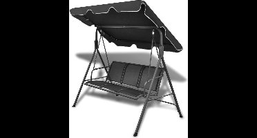 vidaXL - Schommelbank - met - luifel - zwart