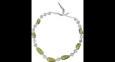 Ketting met stenen en bolletjes geel-transparant