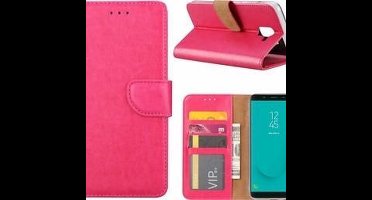 Ntech Hoesje Geschikt Voor Samsung Galaxy J6+ (Plus) 2018 case Roze Portemonnee / Booktype hoesje met opbergvakjes