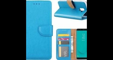 Ntech Hoesje Geschikt Voor Samsung Galaxy J6+ (Plus) 2018 case Turquoise Portemonnee / Booktype hoesje met opbergvakjes