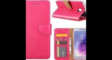 Ntech Hoesje Geschikt Voor Samsung Galaxy J4+ (Plus) 2018 case Roze Portemonnee / Booktype hoesje met opbergvakjes