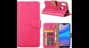 Ntech Hoesje Geschikt voor Huawei P Smart (2019) Portemonnee Hoesje - Roze