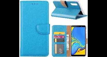 Ntech Hoesje Geschikt Voor Samsung Galaxy A7 2018 Turquoise Portemonnee / Booktype TPU Lederen Hoesje