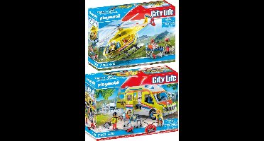 2-delige set Ambulance + Reddingshelikopter