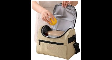S&E Geïsoleerde Lunchtas met Schouderriem – Voor Werk, School, Picknick of Reis - Beige