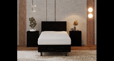 Nessa® - 90x210 Boxspring Bjorn - Zwart - Inclusief 20cm dik HR45 Koudschuim Comfort matras