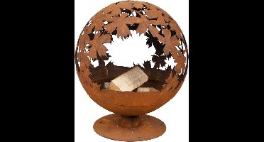 Design Terrashaard – Vuurbal – Bladeren - Roestkleurig - 55,8x57x66cm