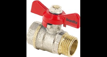 Bonfix Kogelkraan/schuifafsluiter - Rode vlindergreep bediening - drukklasse PN25 / PN30 1/2 PN25 - binnendraad x buitendraad