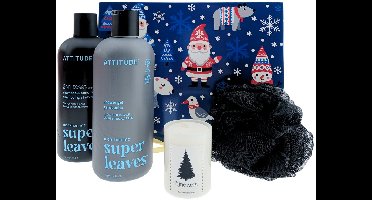 Attitude Men Kerst Cadeauset – 4-delig – 2-in-1 Shampoo/Conditioner + Shower Gel + Kerstkaars + Puff – Cadeau voor hem