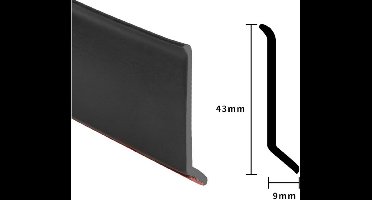 Douchedeurafdichting - met Waterkering - Makkelijk Inkortbaar - Douchestrip - Douchedorpel Lekstrip voor Horizontale bevestiging - Breedte 4,3 cm - Lengte 0,5 meter - zwart