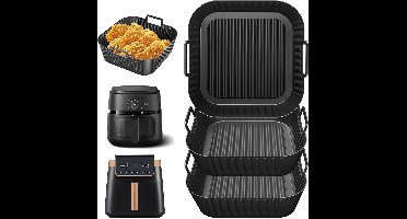 3 stuks 4,7L-6,2L Airfryer siliconenvorm accessoires voor Philips Essentia XL Airfryer 6,2L HD9270/2000 Series NA230, COSORI Turboblaze CAF-DC601, Ninja 6,2L heteluchtfriteuse AF180EUCP AF140EU inzet