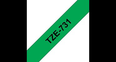 TZ-731 12mm - black on green - laminated (8m)