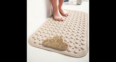Douchemat - 70 x 40 cm (Rechthoekig) - antislip - zuignappen - comfortabele massage - machinewasbaar - thermoplastisch elastomeer - Kleur : kaki