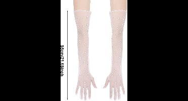 Nordivar - Lange Tule Bruidshandschoenen in Parel voor Bruiden - Elegante Accessoire voor Bruiloftsfoto's.