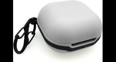 Nordivar - Beschermhoes voor Samsung Galaxy Buds Live - Zacht siliconenhoesje met karabijnhaak - Grijs - Draadloos opladen - Schokbestendig - Draagbaar