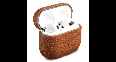 Accezz Echt Leren Case - Hoesje geschikt voor AirPods 3 (2021) - Cognac