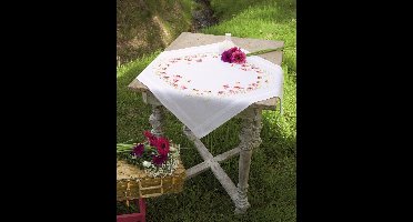 Vervaco - Tafelkleed kit met ingeweven boord - 80 x 80cm - Zonnehoed met vlinders - PN-0148769