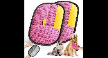 2 paar - -handschoenen - Antistatische handschoenen voor het verwijderen van dierenharen - Extra groot en verdikt - Voor het verwijderen van dierenharen van meubels en kleding - Geschikt voor katten en honden - Herbruikbaar - roze
