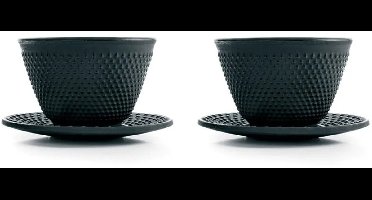 Ibili Set Van 2 Klassieke Kopjes En 2 Schoteltjes Zwart