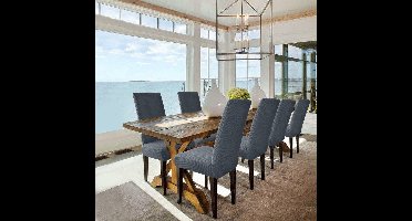Stoelhoezen - Stof - 4 Stuks - 50D x 50B x 60H centimeter - Elegant - Stretch fit - Verwijderbare - Machinewas - Kleur : Donkergrijs