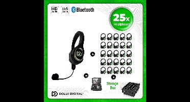 Dolly Digital® RD-Pro 25 Draadloze Koptelefoons voor groepen + Headmounted Microfoon – 25 HiFi Koptelefoons + Microfoon + Bluetooth + HiFi