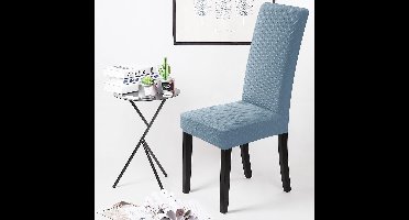 Stoelhoes - Stoelhoezen - Eetstoelhoezen Verwijderbare Wasbare Stoel Kussenovertrekken - Set van 4 - Blauw - 55D x 51B x 70H centimeter