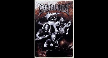 Metallica band zwart wit verticaal Reclamebord van metaal METALEN-WANDBORD - MUURPLAAT - VINTAGE - RETRO - HORECA- BORD-WANDDECORATIE -TEKSTBORD - DECORATIEBORD - RECLAMEPLAAT - WANDPLAAT - NOSTALGIE -CAFE- BAR -MANCAVE- KROEG- MAN CAVE