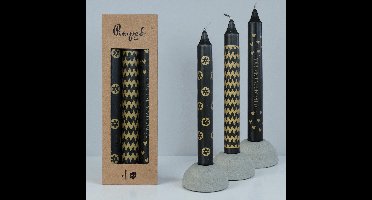 Hortus - Pimped kaarsen to the moon black & gold, 3 st.