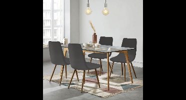 Stoelhoezen - set van 4 - polyester - elastisch - rond - vlekbestendig - verstelbare - modern - Ademend - duurzaam - Machinewas - Kleur : donkergrijs