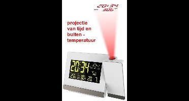 Projectie KLOK / WEKKER - Projectie van binnen- en buiten-TEMPERATUUR-weergave - radio-controlled tijdsynchronisatie - 549