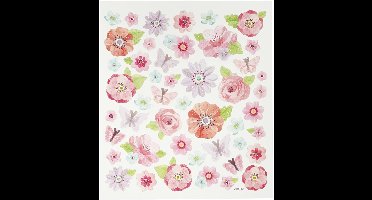 Stickers Lente Bloemen - Zelfklevend Bloemen Stickervel - DIY Plakstickers Voor Kaarten, Scrapbooking & Knutselprojecten - 15x16,5 cm - 1 Vel