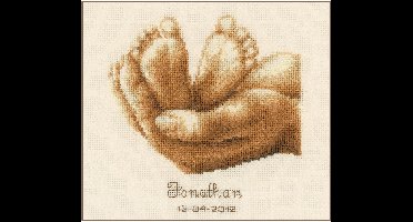 Vervaco - Telpakket kit - Geboorte - Sepia - Voetjes - PN-0011671 - Borduren - Borduurpakket - Borduurpakket geboorte - Borduurpakket volwassenen