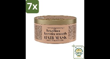 7 x OGX - Brazilian Keratin Smooth - Haarmasker - Herstel & Glans - Voor Zijdezacht Haar - 300 ml - Grootverpakking - Haarmasker - Keratine - Pluisverminderend - Haarherstel - Zijdezacht Haar