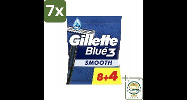 7 x Gillette Wegwerpmesjes Blue III 12 stuks per verpakking - Grootverpakking - Scheermesje - Wegwerpmesje - Chroom Mesjes - 40° Scheerkop - Comfortgel