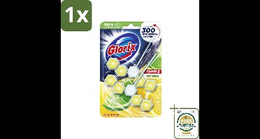 1 x Glorix - Power 5 - Toiletblok - Citrus - Langdurige Frisheid - 2 Blokken- Toiletblok - WC-Block - Citrus - Hygiëne - Frisheid