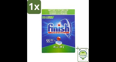 1 x Finish Powerball - All in 1 - Vaatwastabletten - Schoon & Glans - 55 Tabletten - Vaatwastabletten - Vaatwasser - Schoonmaak - Glans - Diepe Reiniging