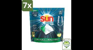 7 x Sun Optimum - All-in-1 - Vaatwasmiddel - Capsules - Citroen - 18 Capsules - Grootverpakking - Vaatwascapsules - Vaatwasmiddel - Citroen - All-in-1 - Vaatwasser