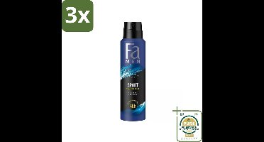 3 x Fa Men - Sport - Deodorant Spray - Vitaliserende Geur - 150 ml - Grootverpakking - Sport Deodorant Spray - Energieke Geur - Frisse Geur - Langdurige Frisheid - Antiwittestrepen
