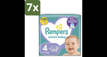 Pampers – Luiers – Active Baby Maat 4 (9-14 kg) – 62 Luiers - Bulkverpakking - 7 stuks
