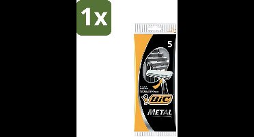1 x Bic - Scheermesjes - Metaal - Enkel Mesje - Wegwerpmesjes - 5 Scheermesjes - Scheermesje - Wegwerpmesje - Roestvrij Staal - Enkel Mesje - Precisie Scheren